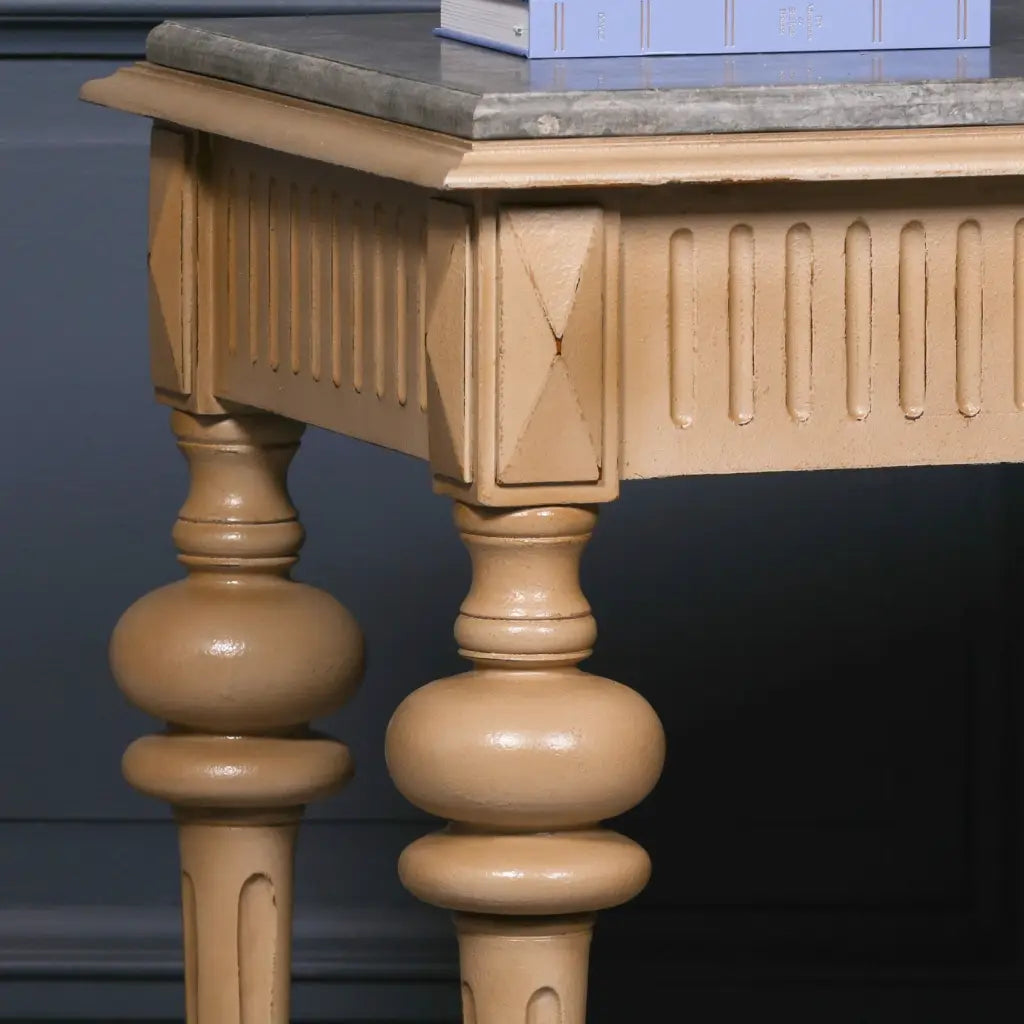 Stone Marble Topped Cedar Wood Console Table