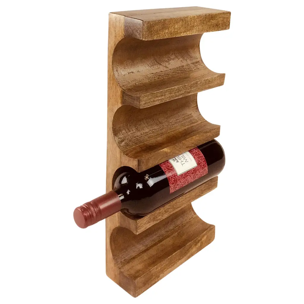 Wall Mounted Mango Wood Wine Rack