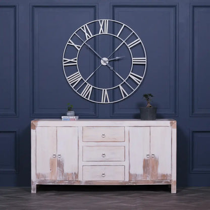 White Distressed Oriental Sideboard