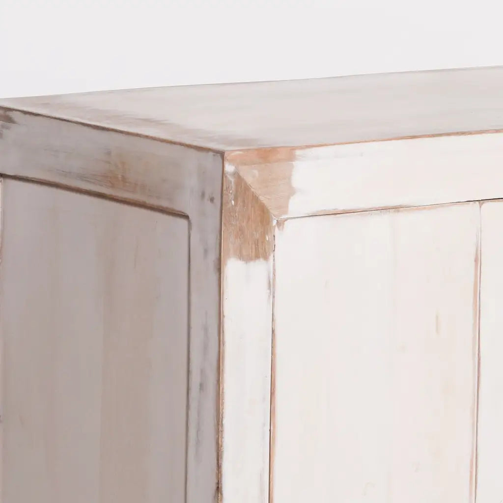 White Distressed Oriental Sideboard