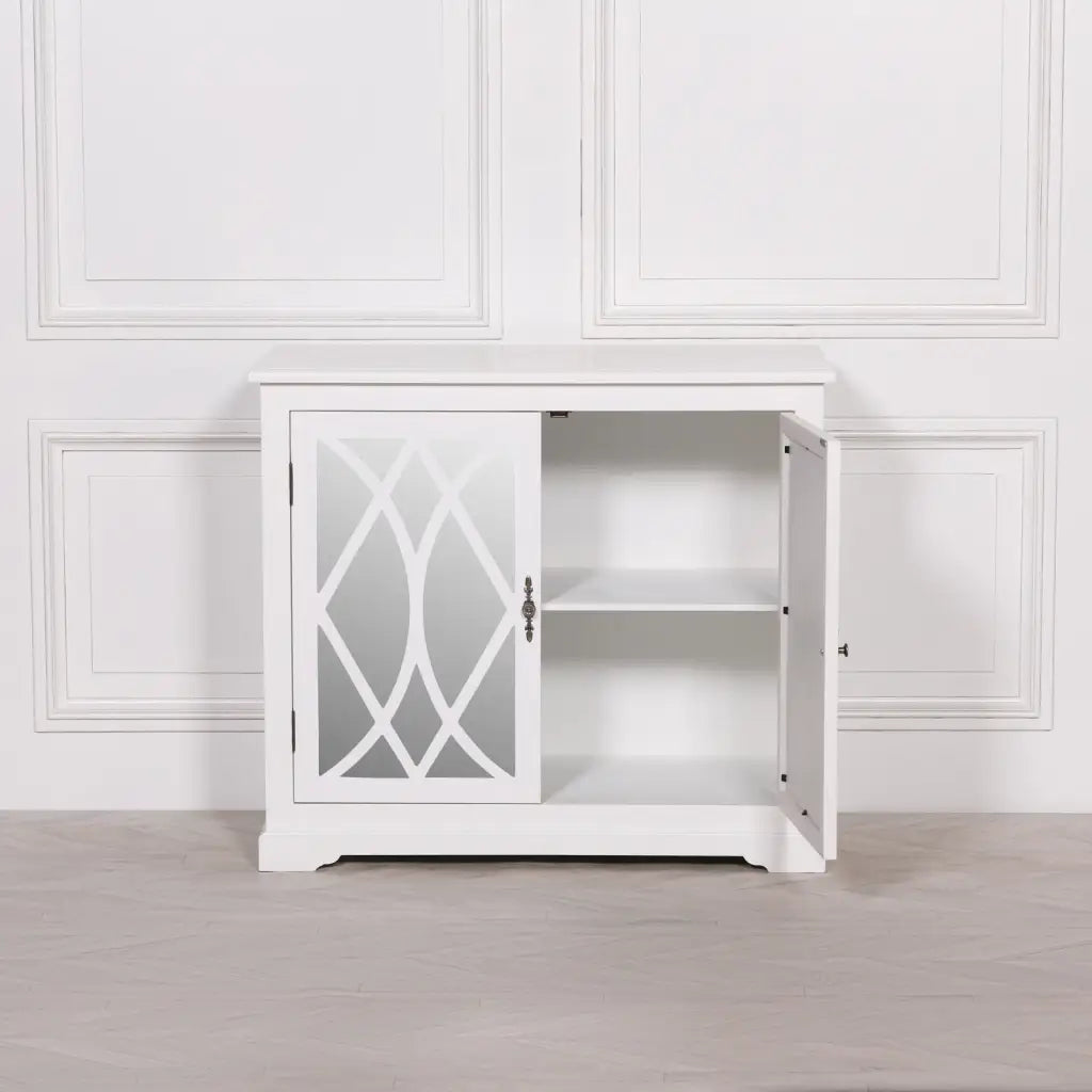 White Mirrored 2 Door Cupboard/ Cabinet