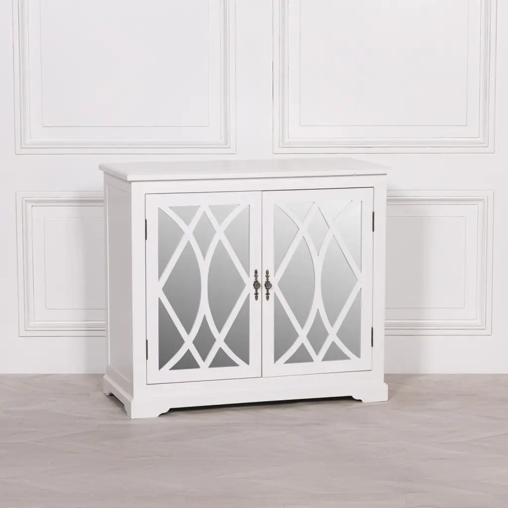 White Mirrored 2 Door Cupboard/ Cabinet