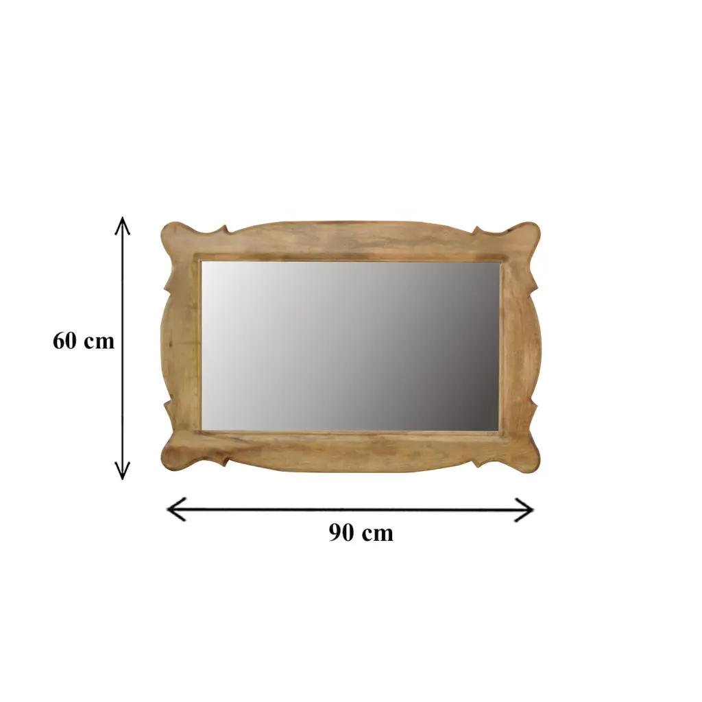 Wooden Hand Carved Oblong Frame with Mirror