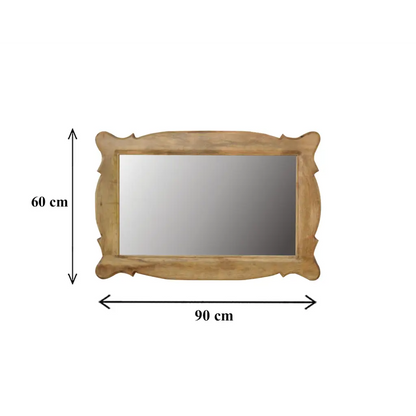 Wooden Hand Carved Oblong Frame with Mirror