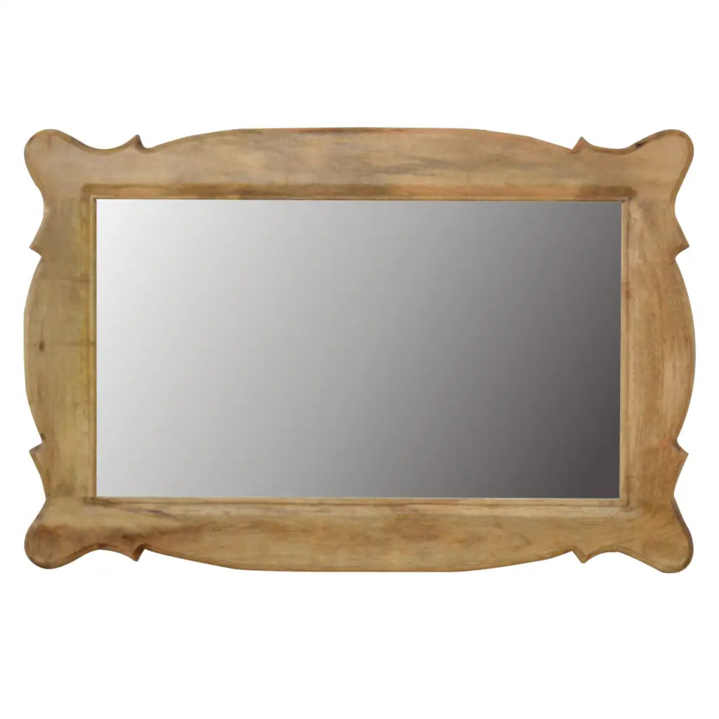 Wooden Hand Carved Oblong Frame with Mirror